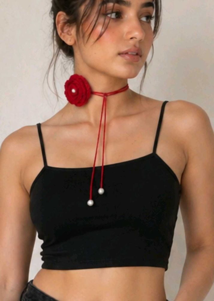 Red Floral Choker Necklace