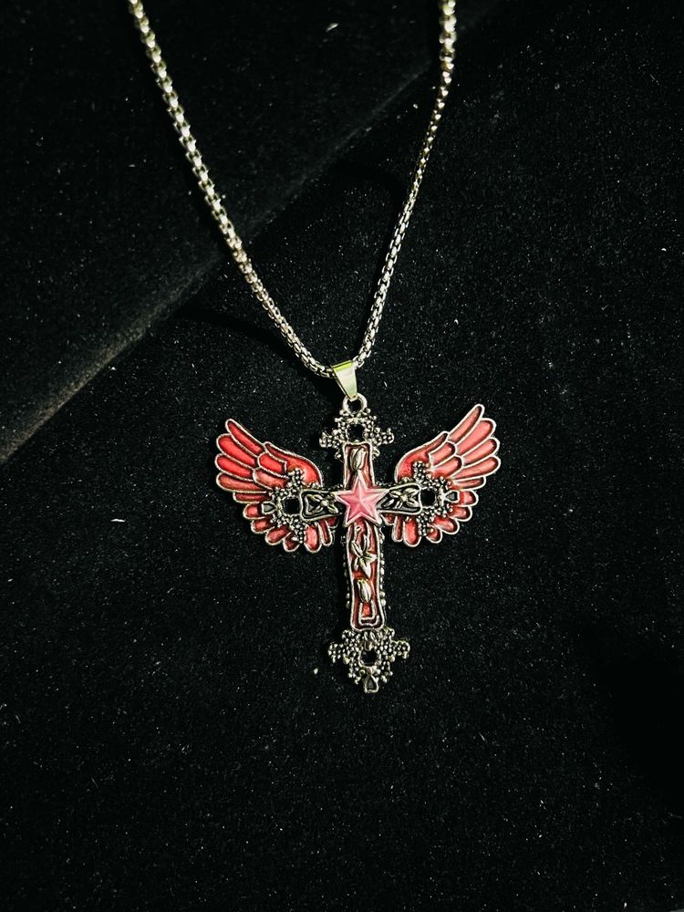 Winged Cross Pendant Necklace