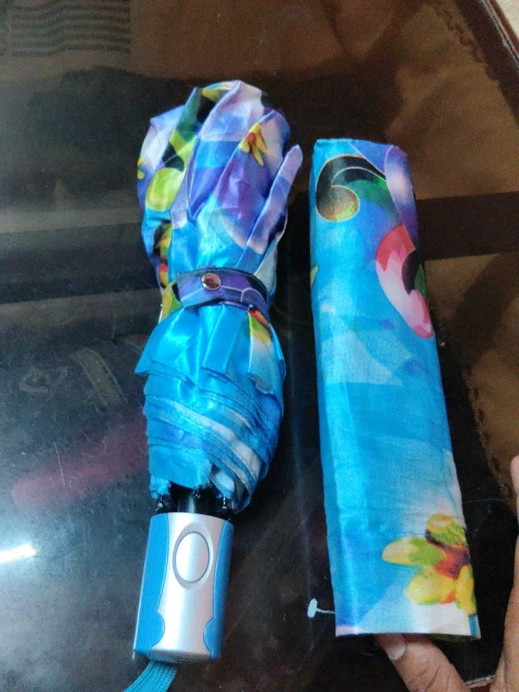 Blue Floral Print Umbrella