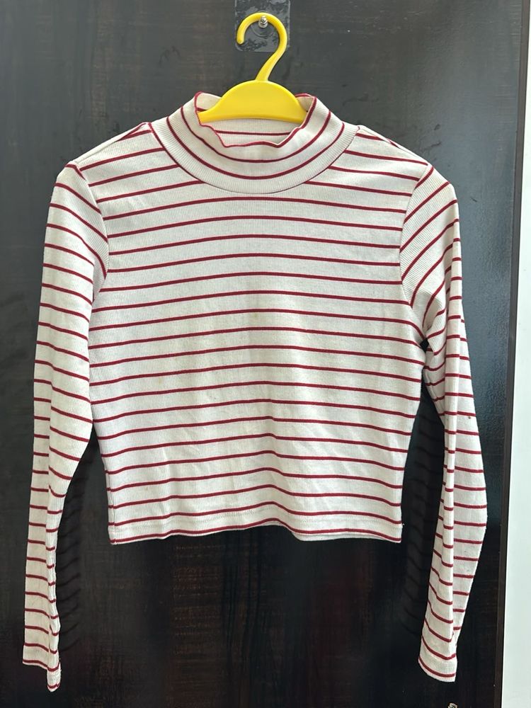 Striped Long Sleeve Crop Top