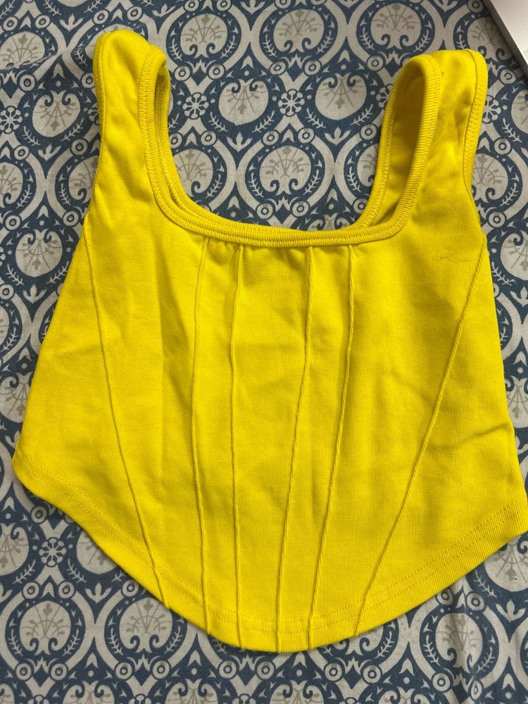 Bright Yellow Fitted Tank Top