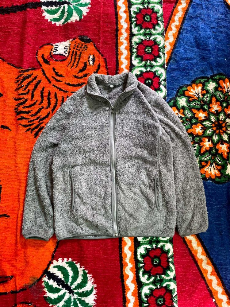 Gray Fleece Zip-Up Jacket