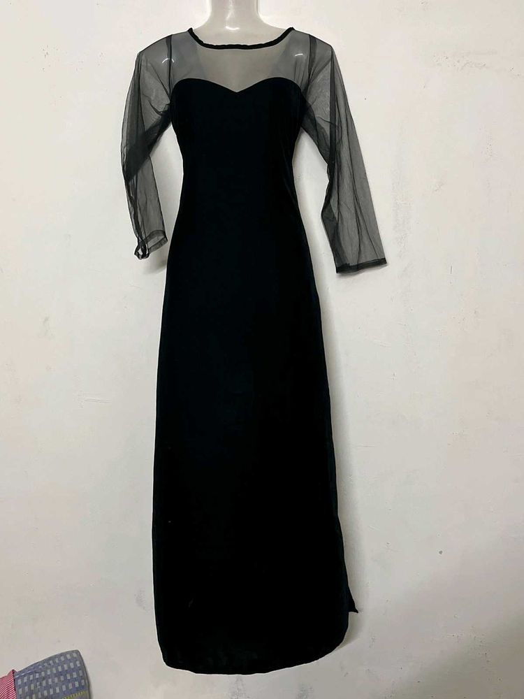 pinteresty Elegant Black Velvet Evening Dress