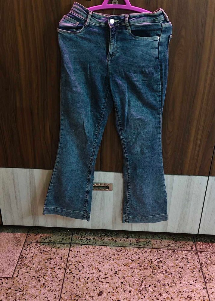 Blue Flared Denim Jeans