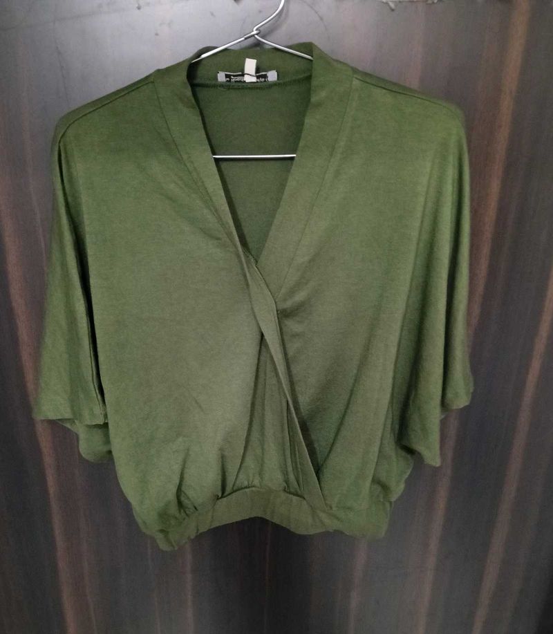 Olive Green Wrap Style Top