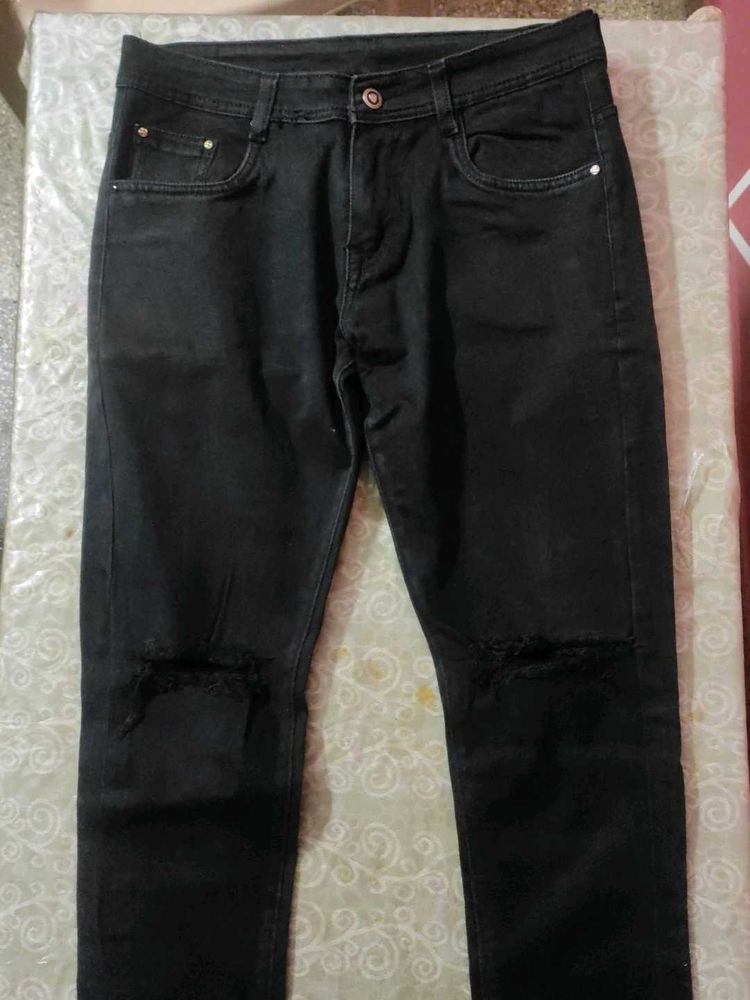 jet Black Ripped skinny jeans