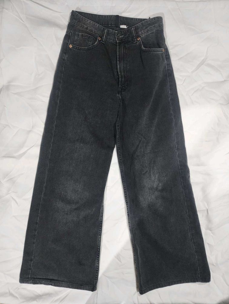 wide h&amp;m black jeans