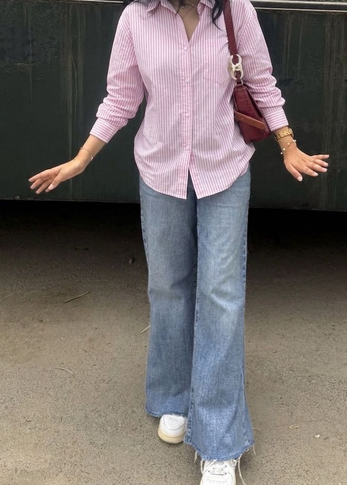 Pink Striped Button-Up Shirt