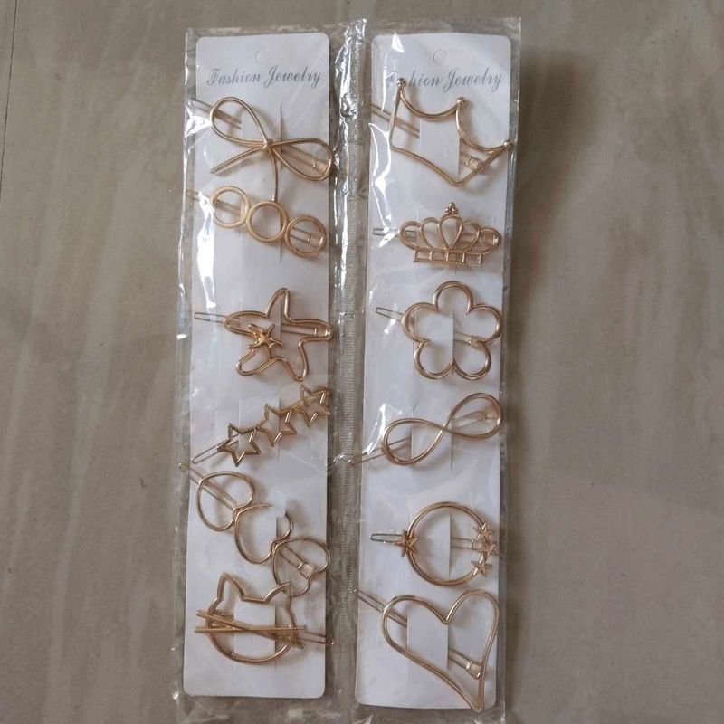 Cute Gold Tone Hair Clips Set