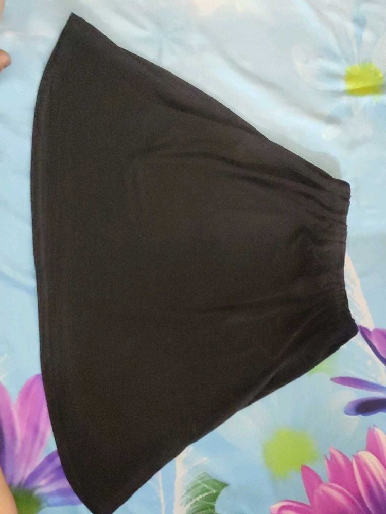 Black Silk Short Mini Girls Shirt With Elastic