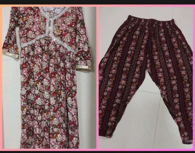 Floral Print Kurta and Palazzo Set