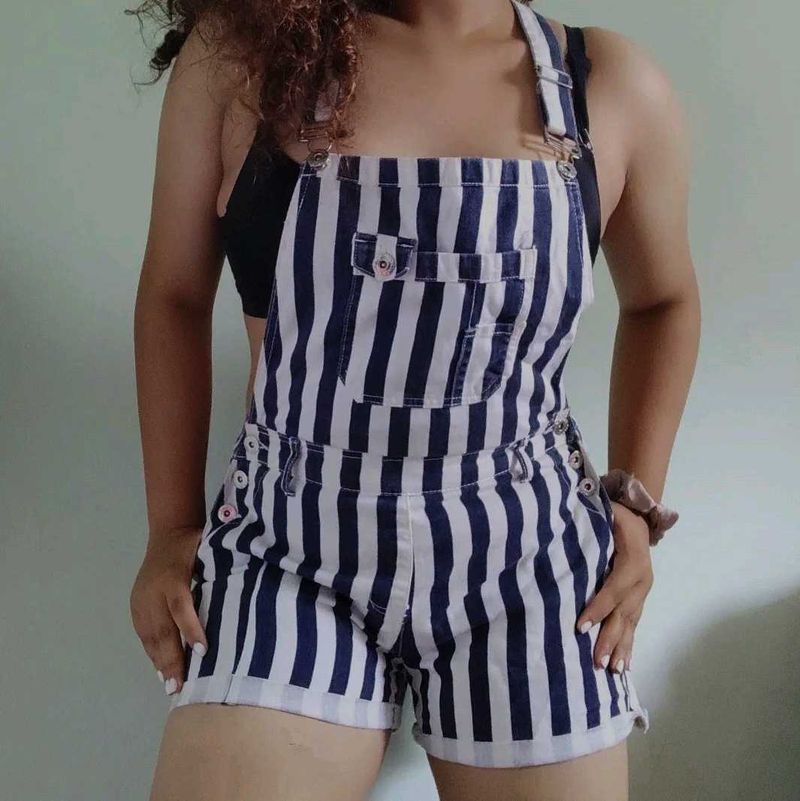 Striped Denim dungaree