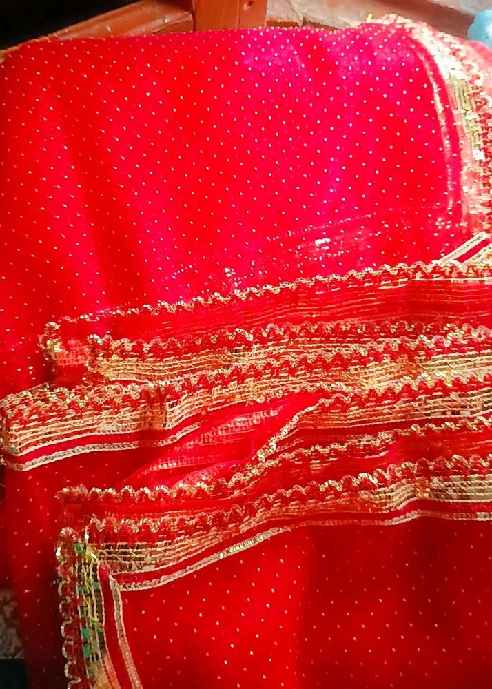 2 Red Colored Mata Chunri/Dupatta/Stall