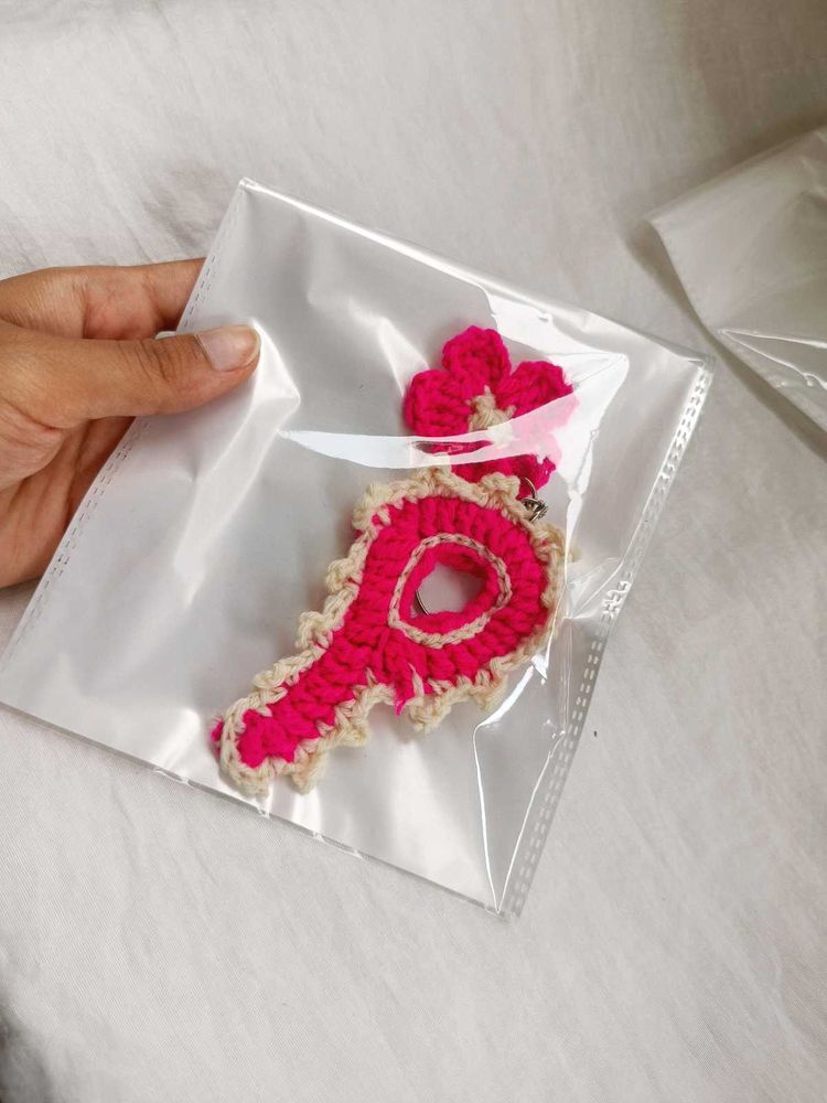 Handmade Crochet P Keychain