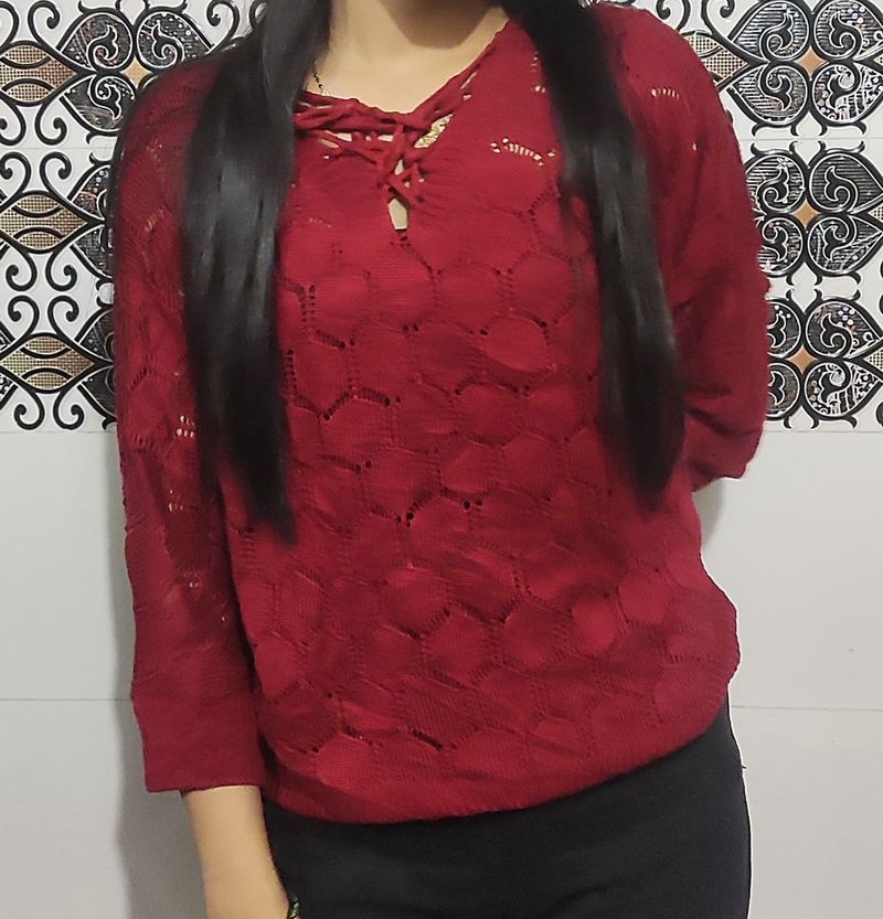 Maroon Knit Pullover