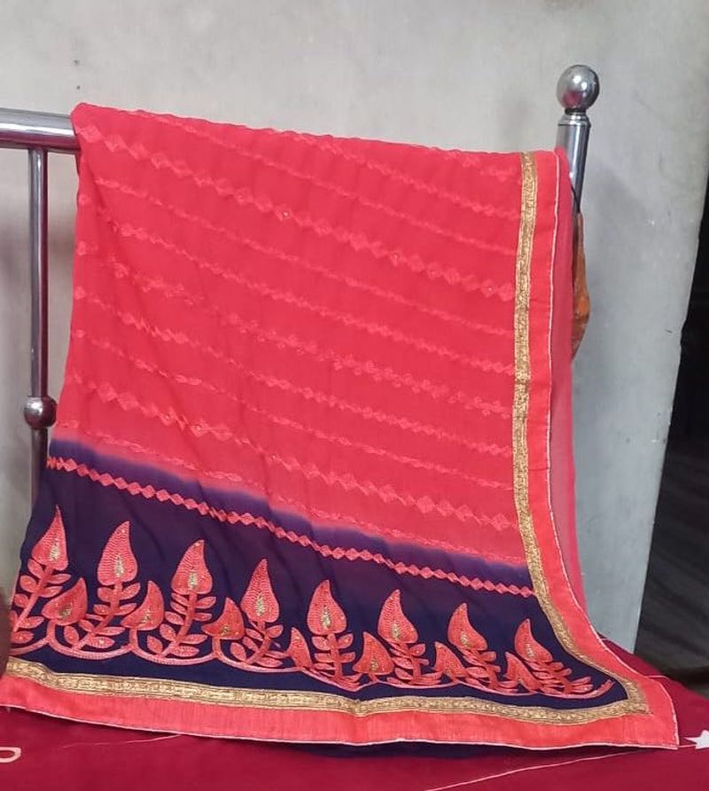 Elegant Red Saree with Embroidered Border