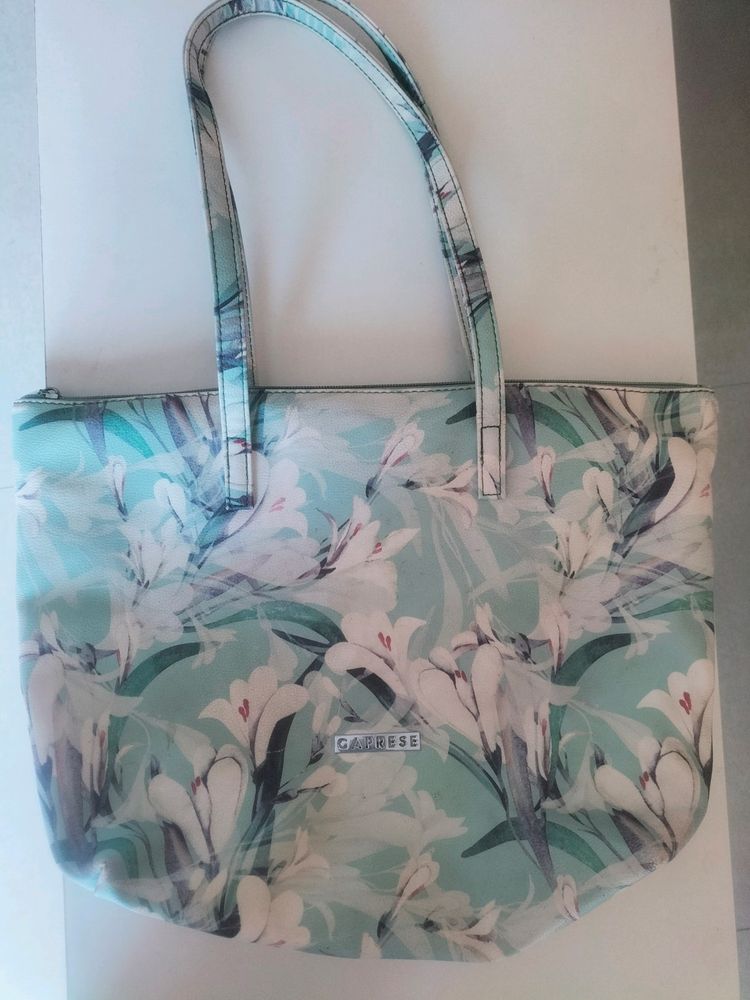 Caprese Floral Cyan Color Hand Bag