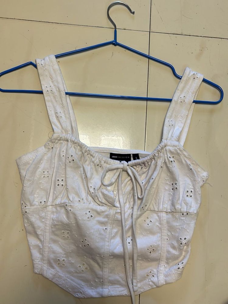 White Broderie Anglaise Corset Top🦢
