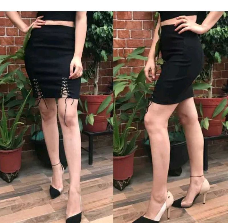 Chic Black Lace-Up Mini Skirt