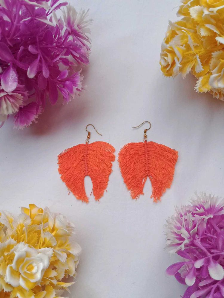 Orange Fringe Earrings