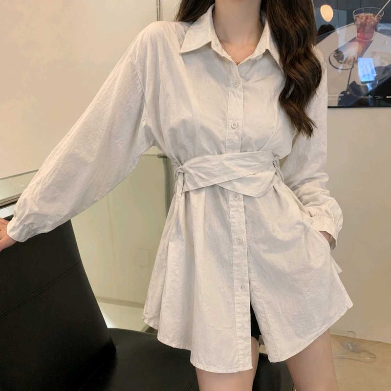 Korean Pintrest Stylish Beige Button-Up Shirt