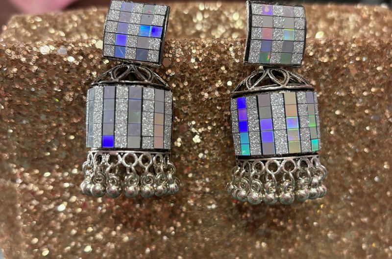 Mirror Mosaic Jhumka Earrings