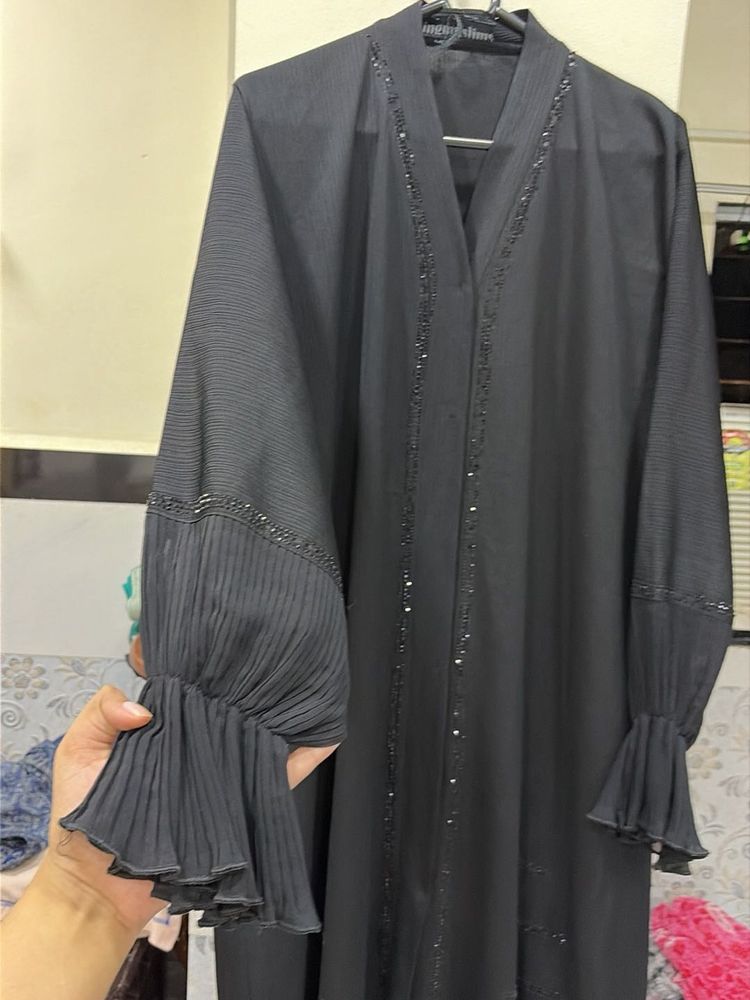 Elegant Black Embellished Abaya 60 length