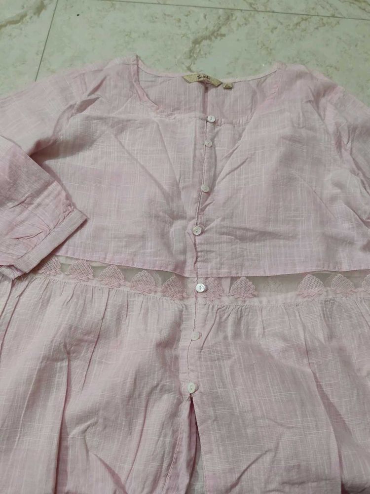 Pink Embroidered Kurta