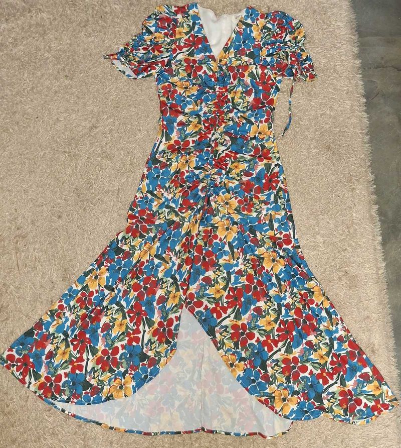 Vibrant Floral Print Midi Dress