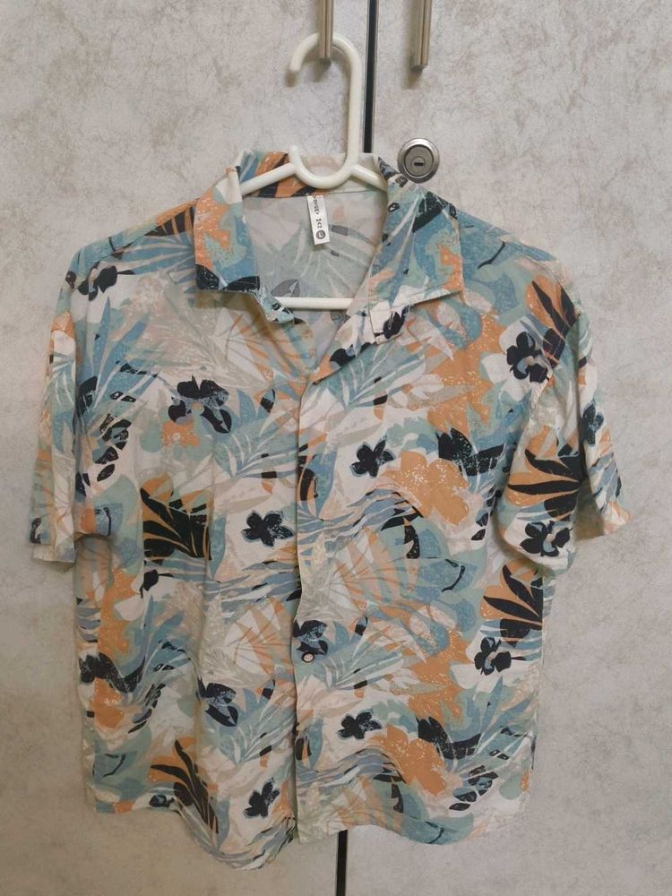 Men's Tropical Print Short Sleeve Shirt