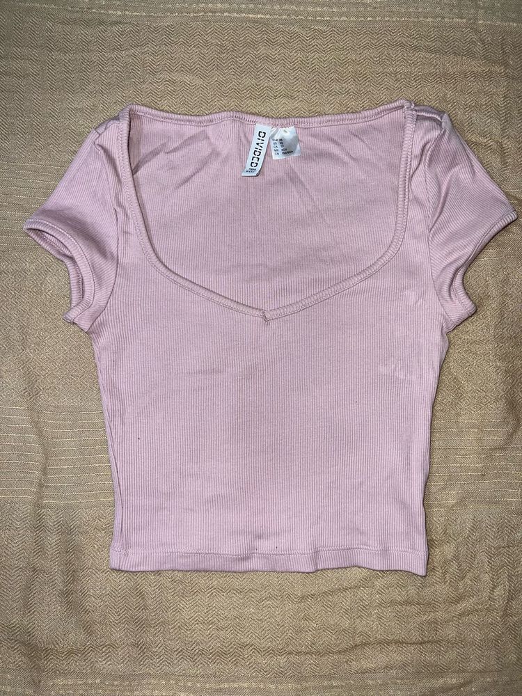Light Pink Ribbed Crop Top