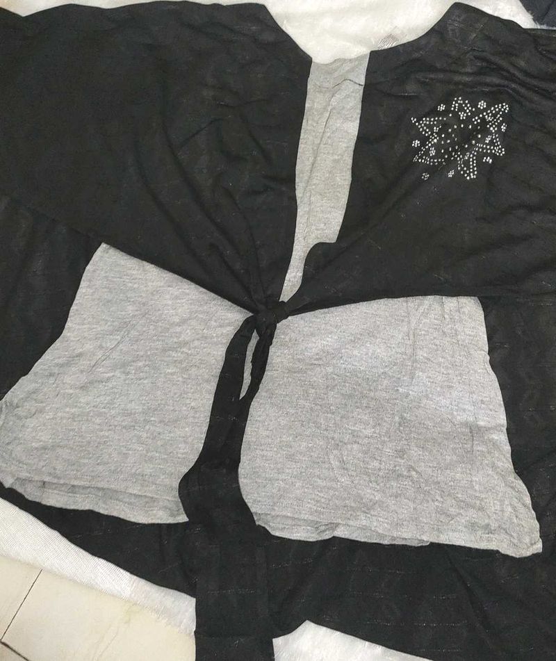 Cute Black &amp; Grey Top (size-M)