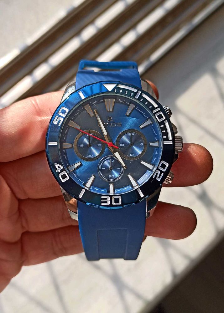 Stylish Blue Sports Watch For Men ⌚ (Rubber Strap)