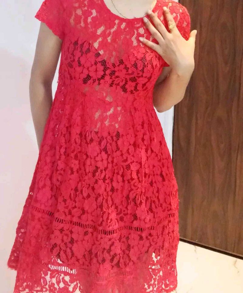Bright Red Lacy Dress