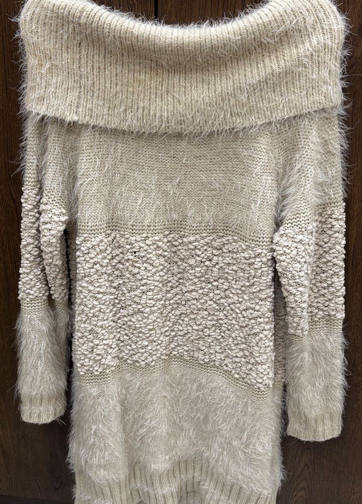 Cozy Off-Shoulder Fuzzy Knit Sweater