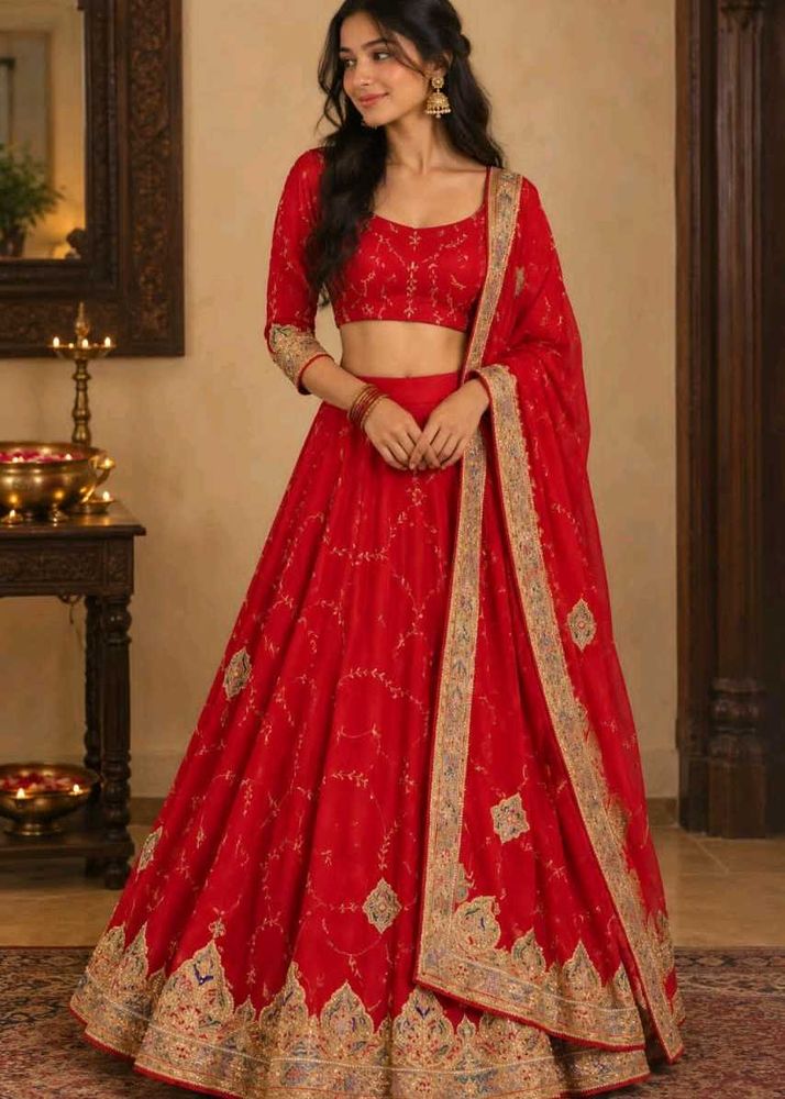 hand work Red Lehnga 3 Piece Set