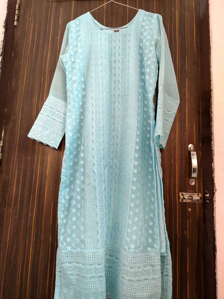 Elegant Sky Blue Chikankari Kurta