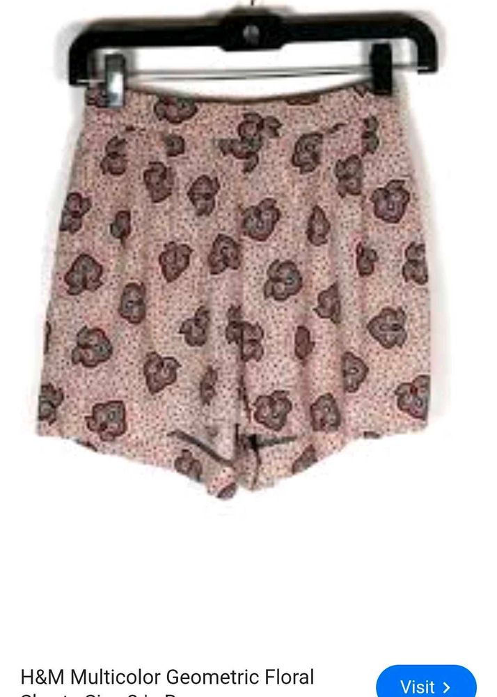 H&amp;M Multicolor Geometric Floral Shorts with top