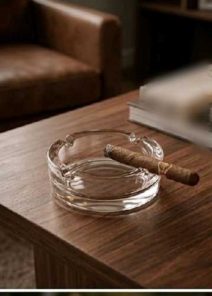 Crystal Ashtray with Cigar