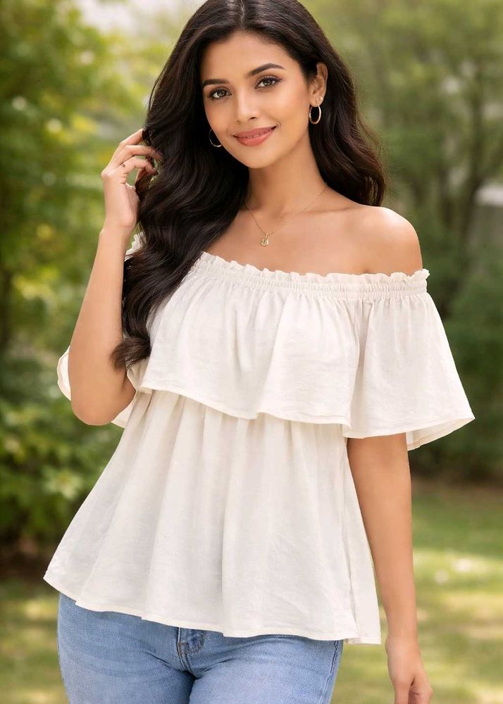Off-shoulder White Top