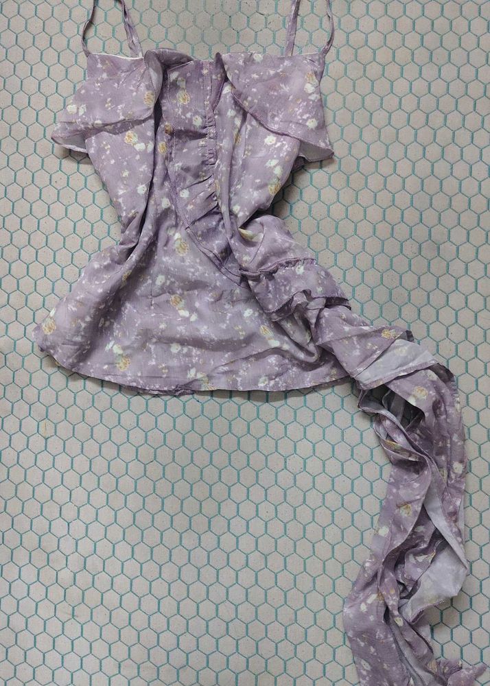 Chic Ruffled lavender Floral Dress