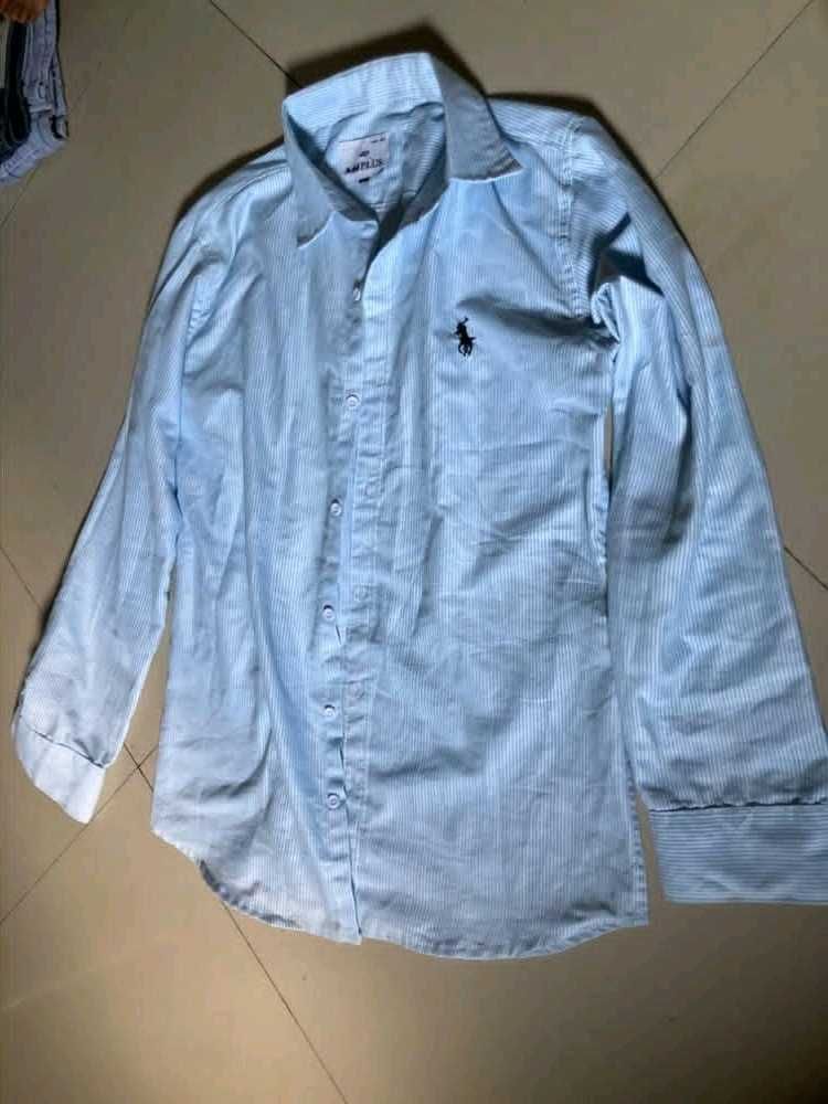 Light Blue Striped Button-Up Shirt