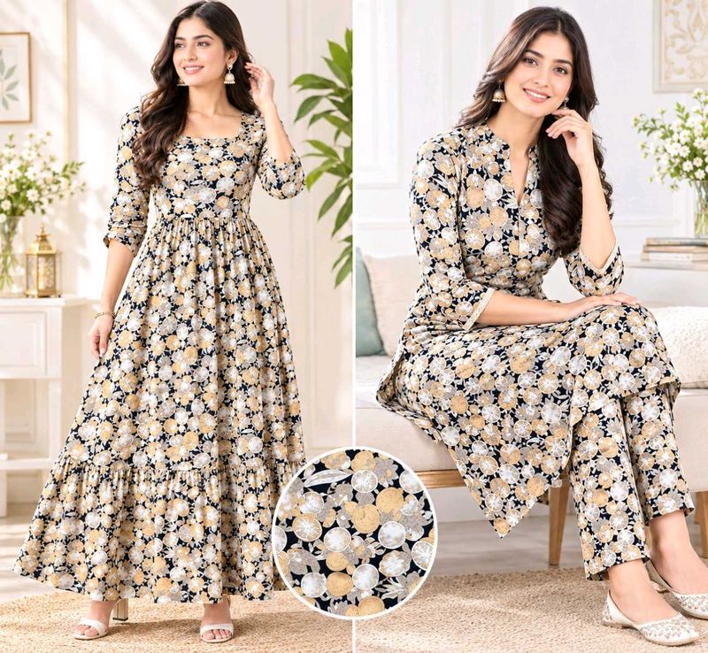 Floral Print Dress Material Satin feel