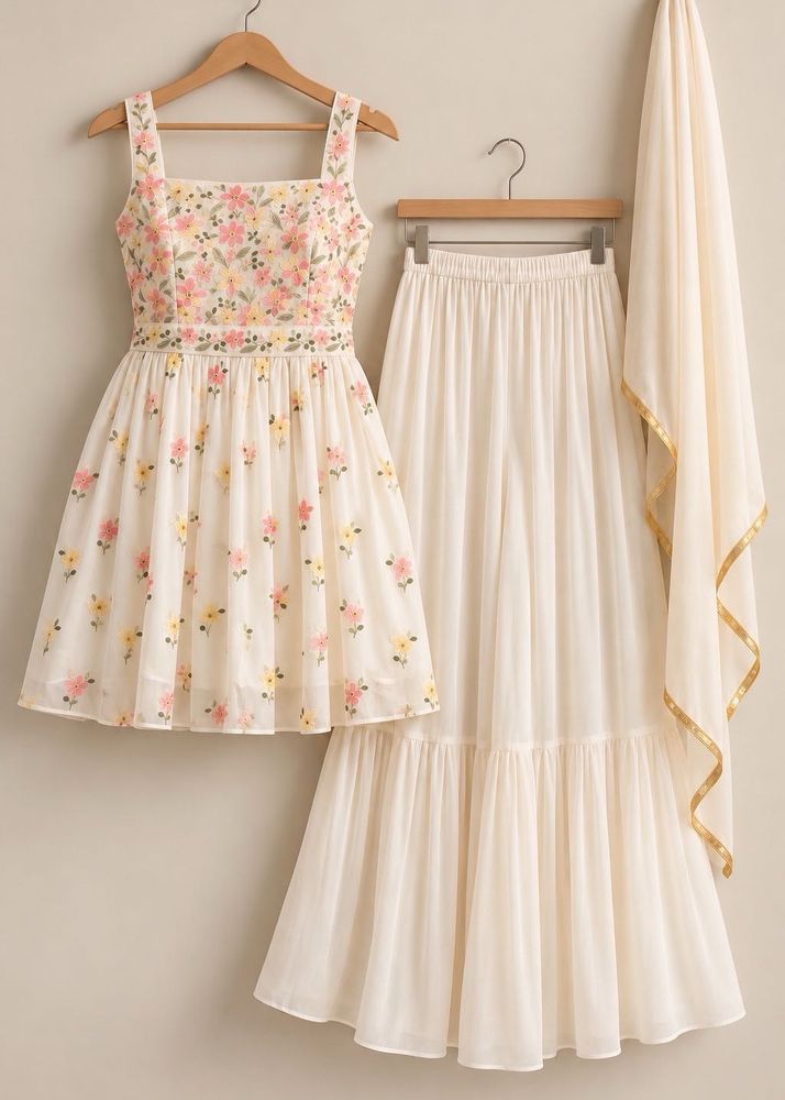 Floral Print Sharara Set with Dupatta