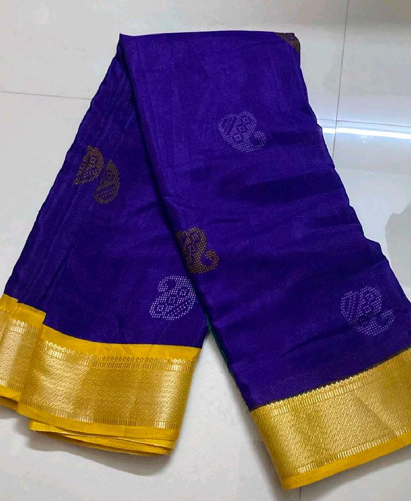 Vibrant Purple Joint Saree with Gold Border