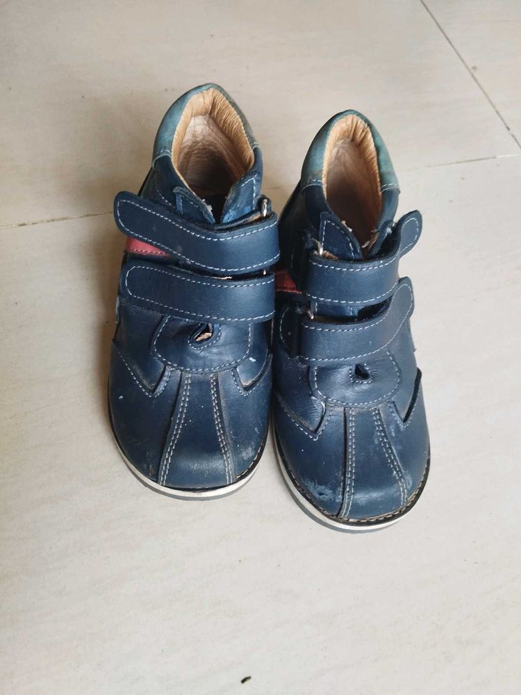 Blue Leather Orthopedic Shoes