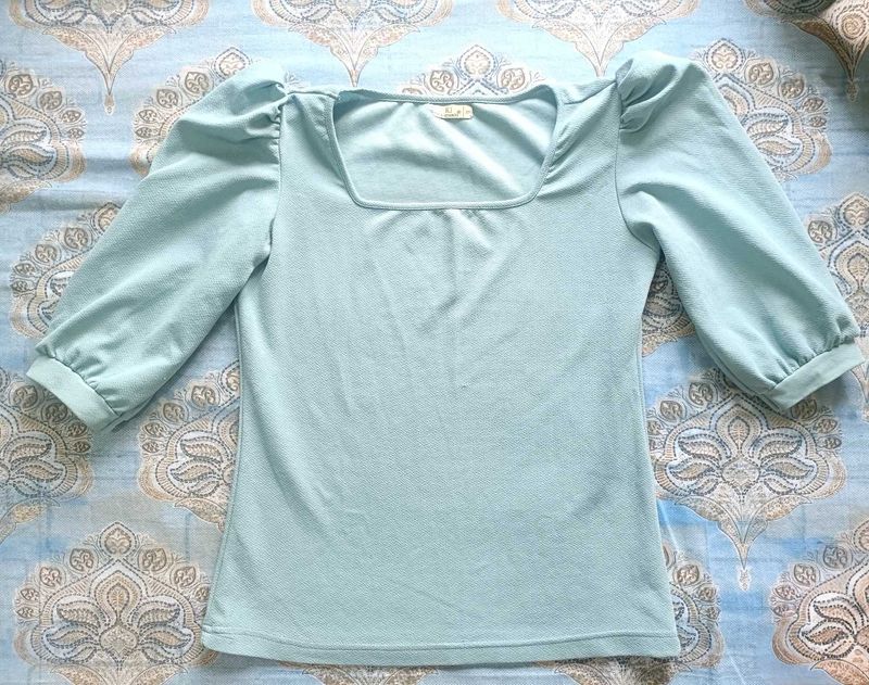 Light Blue Puff Sleeve Top