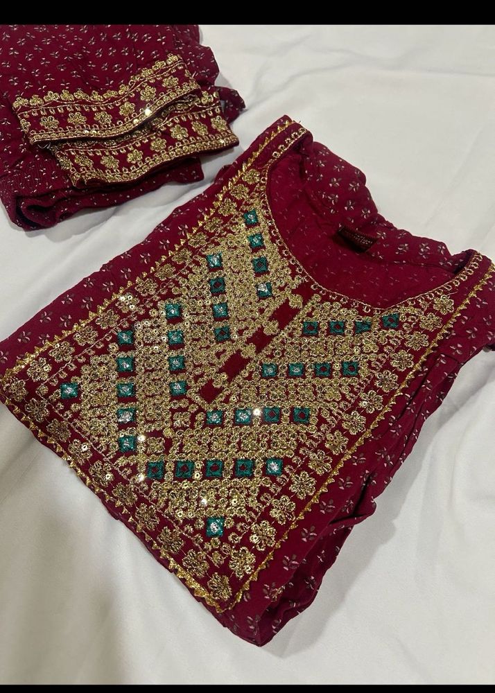 Combo of two maroon and yellow Elegant Embroidered