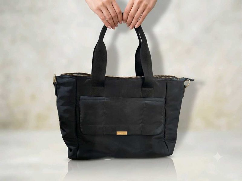 Chic Black Nylon Tote Bag by van heusen.