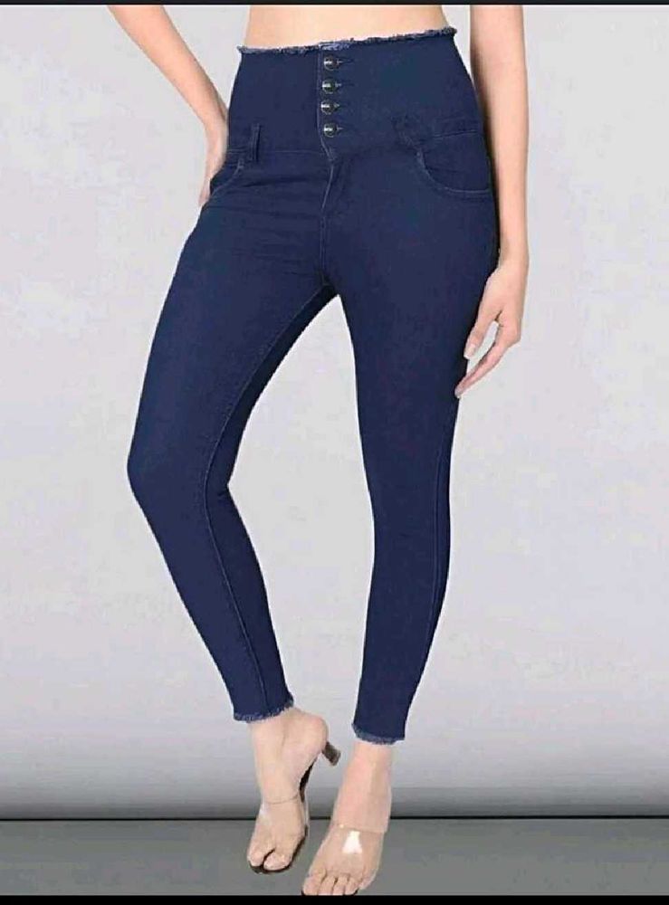 High Waisted Skinny Blue Jeans